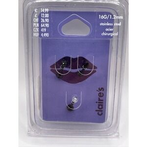 Claire's 16G Lip Rings Black Stainless Steel Posts- Brand‎ New